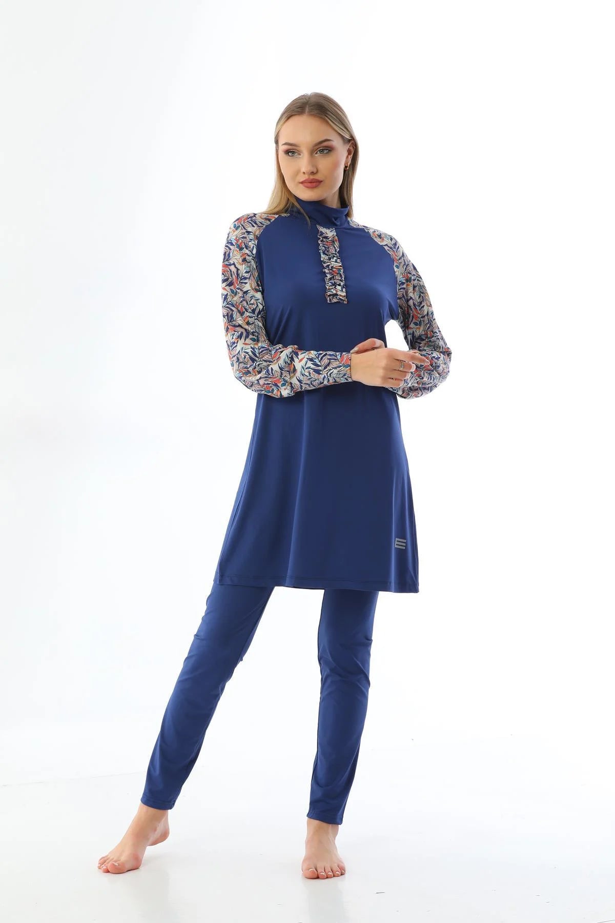 Elif Okur Tam Kapalı Tesettür Mayo İndigo