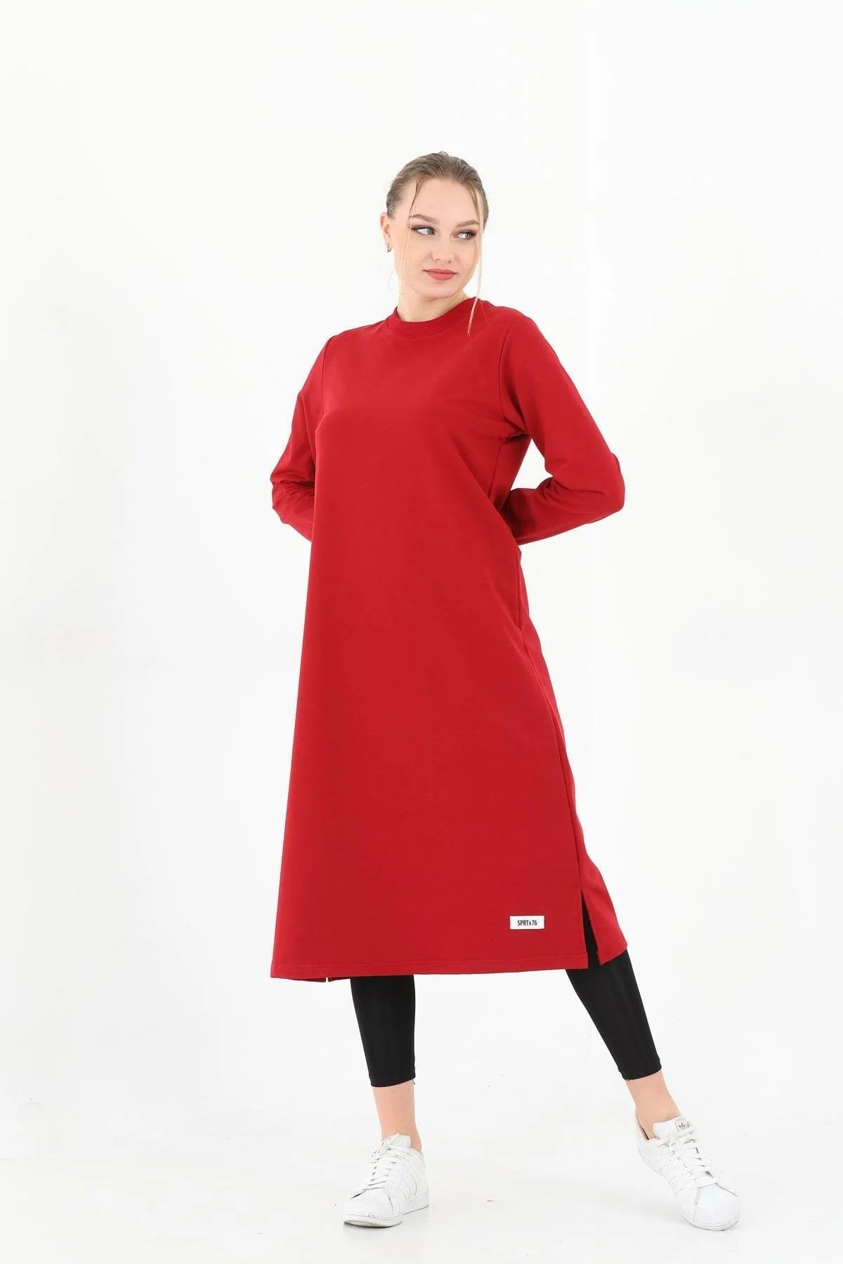 Elif Okur Tesettür Uzun Tunik Bordo