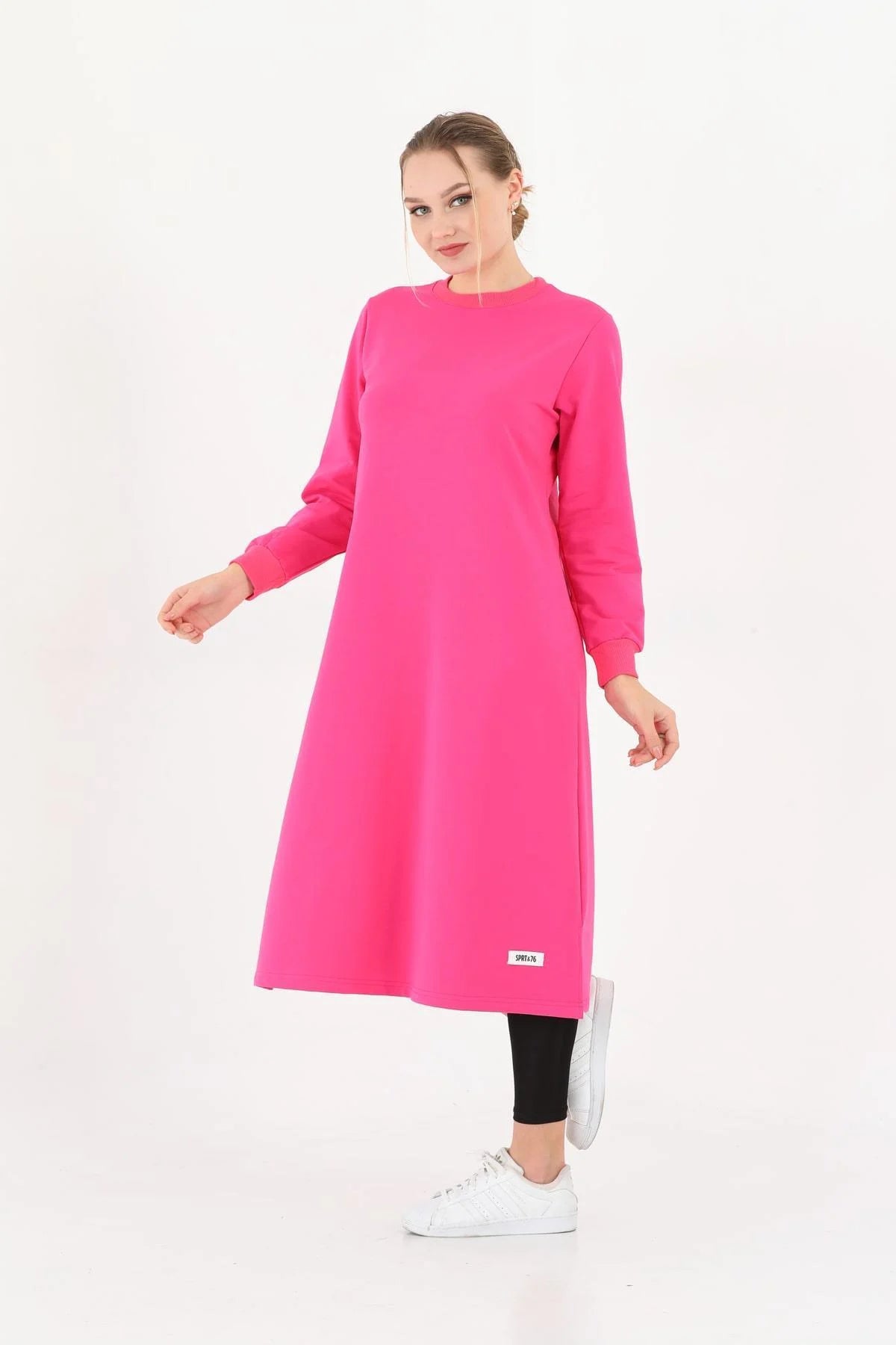 Elif Okur Tesettür Uzun Tunik Şeker Pembe