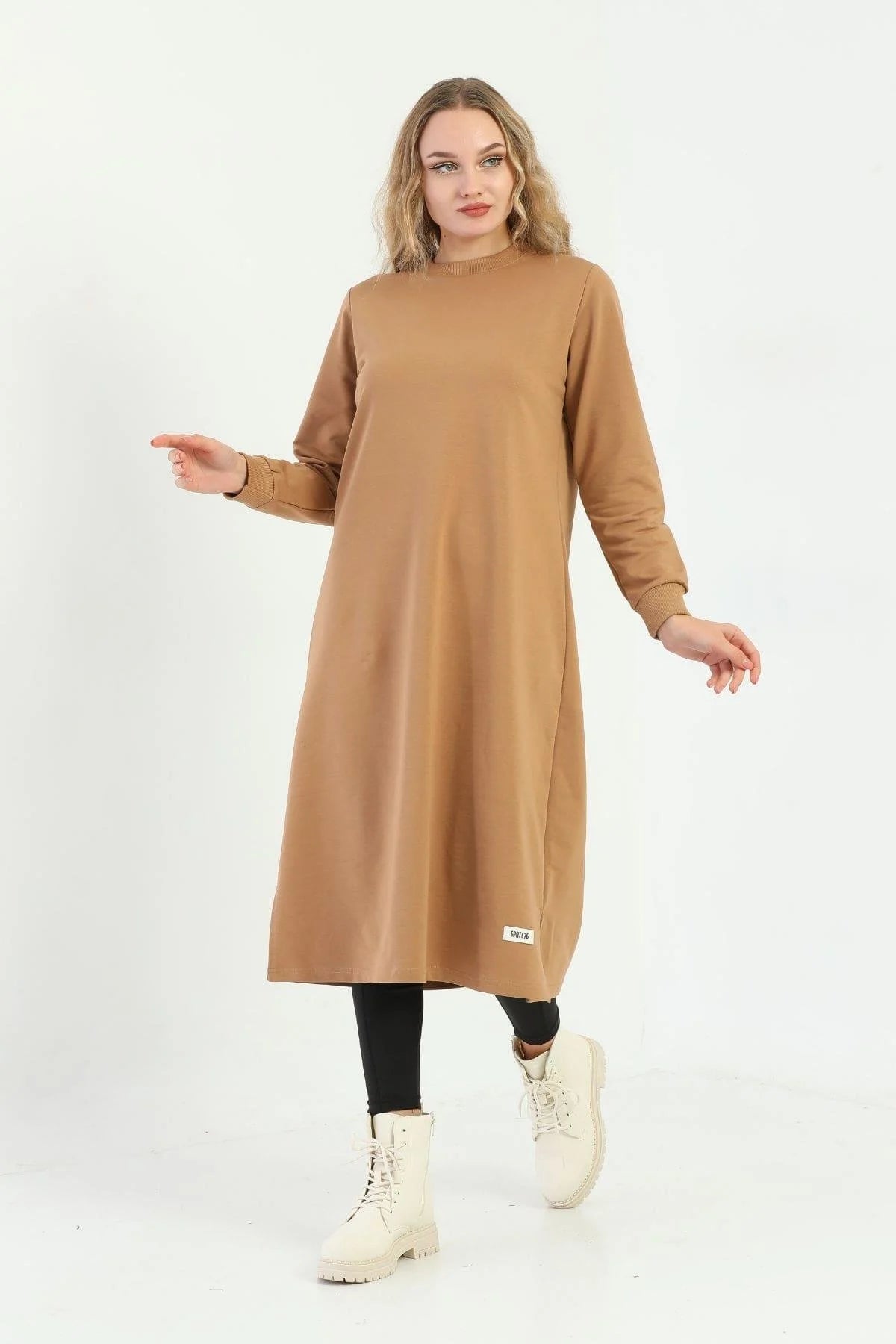 Elif Okur Tesettür Uzun Tunik Sütlü Kahve